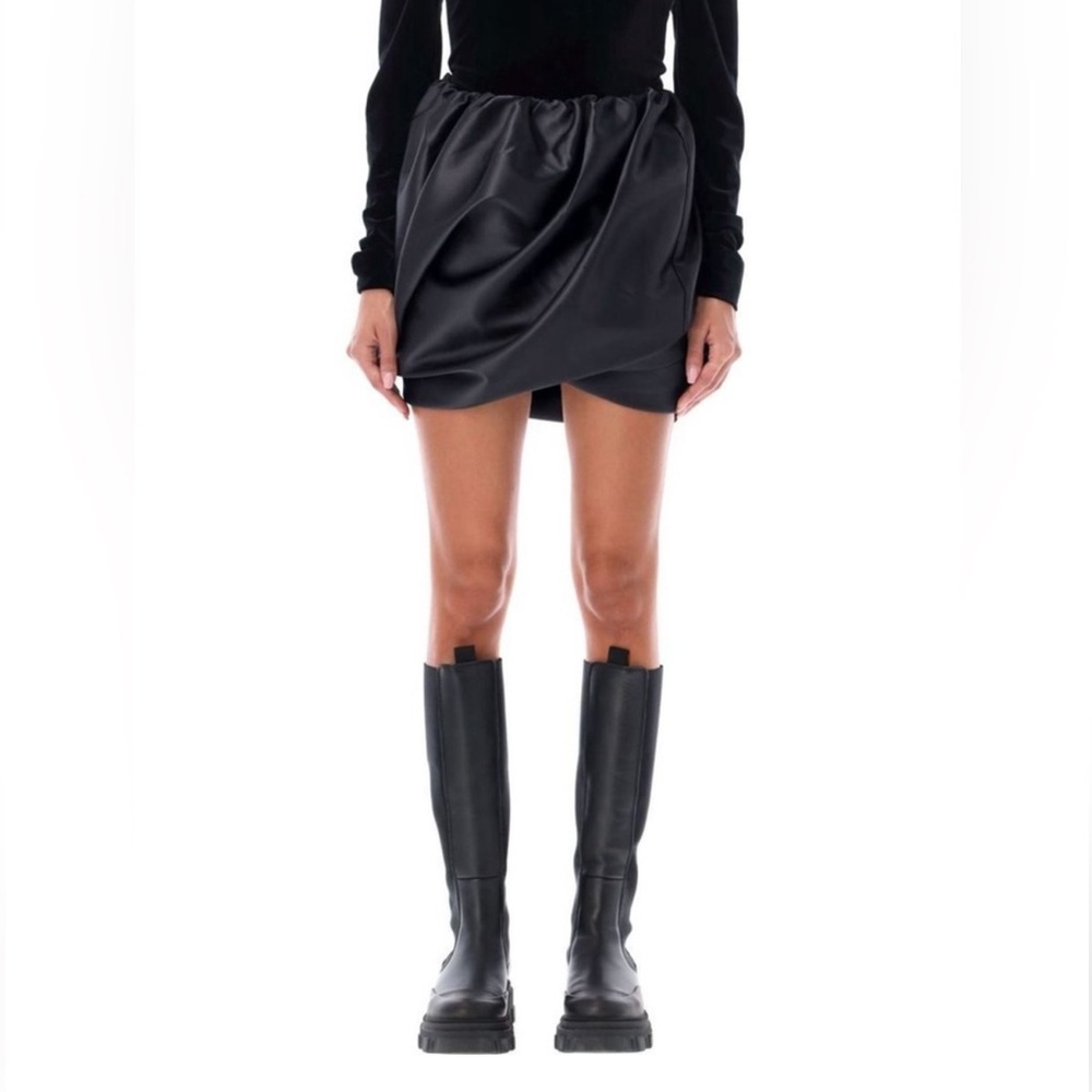 Ganni Black Bubble Mini Skirt Wrap Style